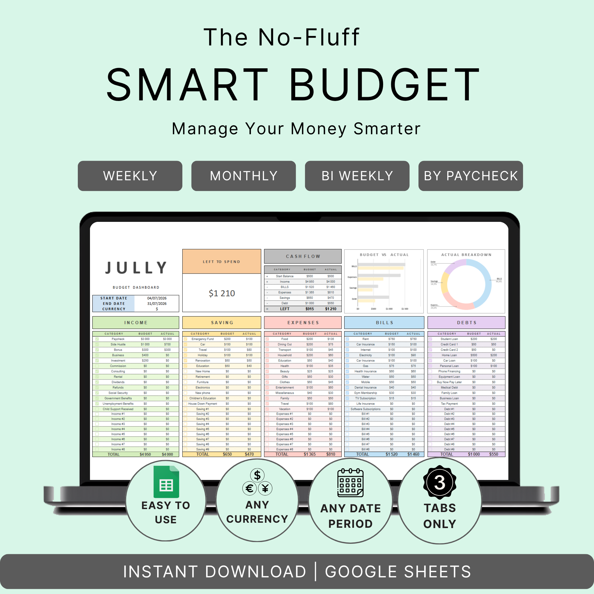 The No-Fluff Smart Budget Spreadsheet ®